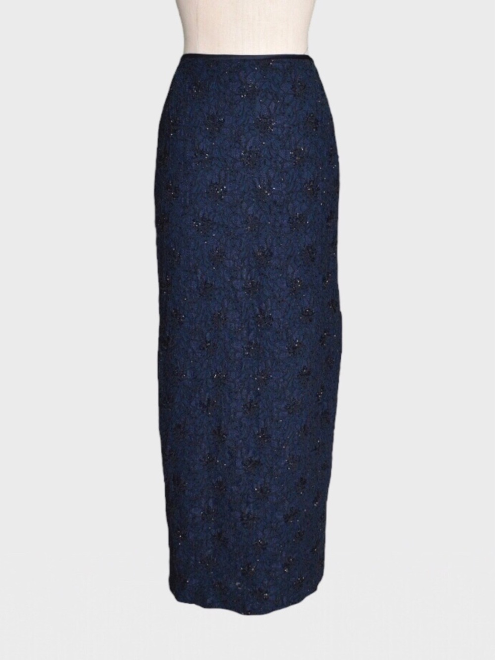 Carmen Marc Valvo Beaded Lace Maxi Skirt‎